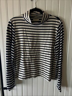 Madewell Navy & Cream Striped Long Sleeve Top